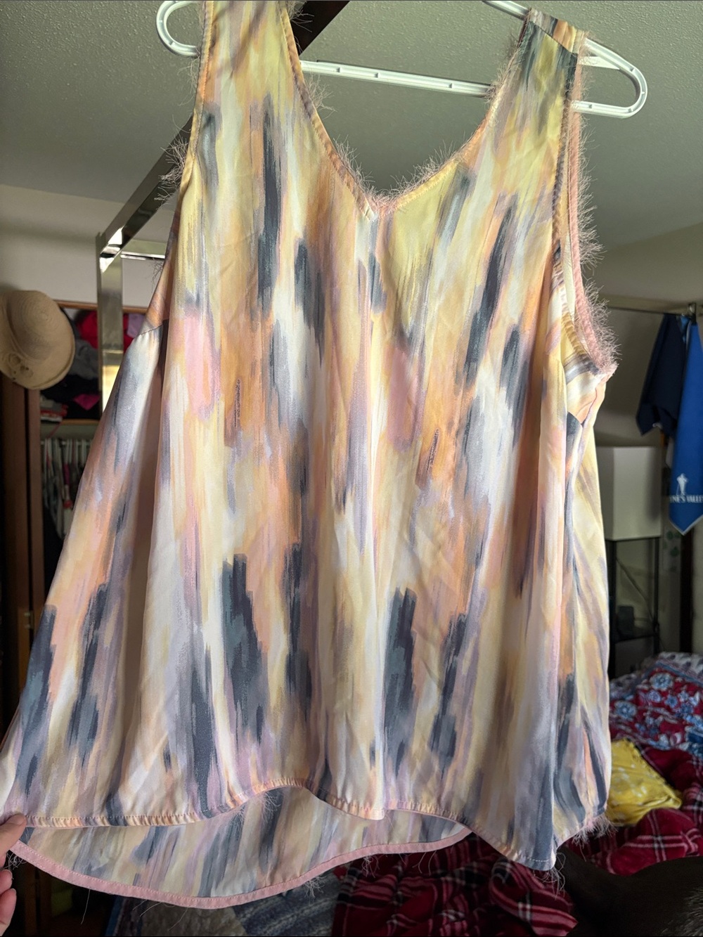 torrid Peach Multi Abstract Watercolor V-Neck Tank
